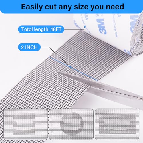 Window Screen Repair Tape, Made of 3M Tape, Screen Repair Kit for Small Holes and Tears of Windows, Doors, Mosquito Net, Strong Adhesive Patch Kit Fiberglass Mesh Tape (Normal) - style: Normal