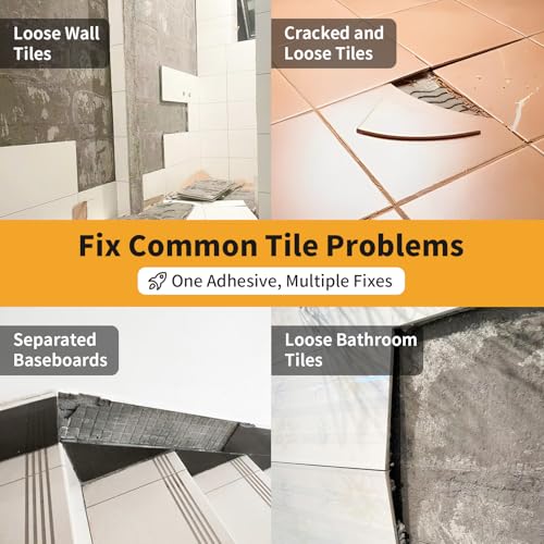 Heavy Duty Tile Adhesive & Repair Glue (10.5oz) – Strong Bonding Kit for Loose Ceramic, Porcelain & Stone – Instant Fix for Hollow Floors & Walls – Easy Squeeze, No-Mess Application