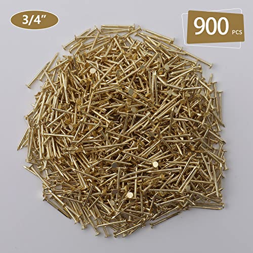 JEGONFRI 900PCS 3/4" x 17Ga Brass Plated Finishing Nails - color: Gold, size: 3/4 In , 900 Pcs