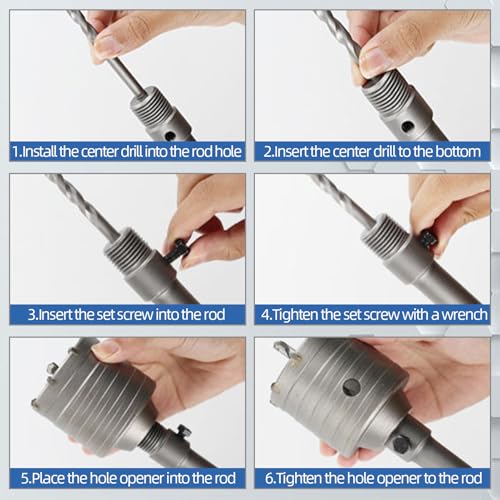 RENYU 9pcs Concrete Hole Saw Kit, SDS Plus and Max Shank