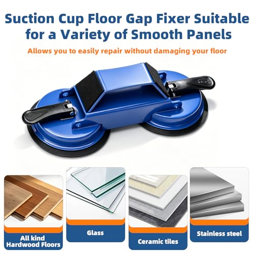 Floor Gap Fixer 45°Vinyl Flooring Repair Tool with Suction Cup and Mallets - color: Blue