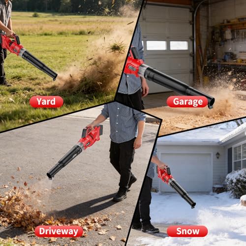 600 CFM Cordless Leaf Blower Compatible with Milwaukee 18V M18 Battery - color: Red