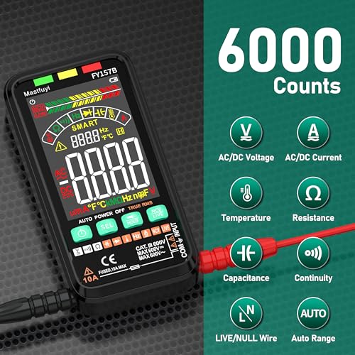 6000 Counts TRMS Digital Multimeter,Rechargeable Electrical Tester