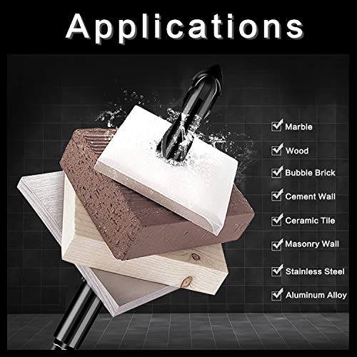 5-Piece 9/16“ Masonry Drill Bits for Tile Glass Ceramic Wall Brick Stone Soft-Metal Wood,9/16 Inch Concrete Drill Bits Cement Drill Bit Set, 3-Flat Shank, YG8 Carbide Tungsten Steel Alloy Tip 14mm - size: 5 Piece 9/16 Inch Drill Bit Set