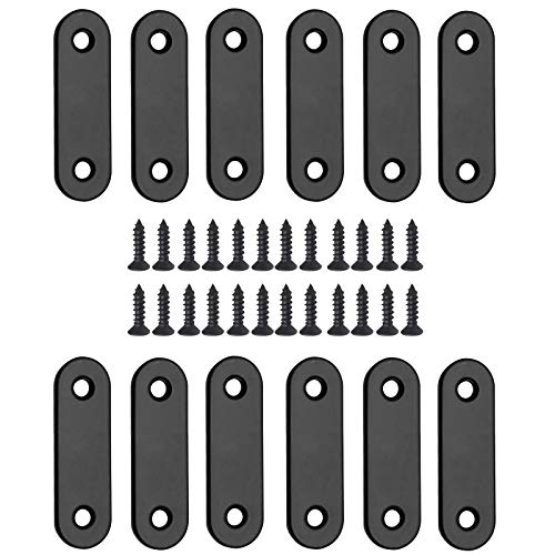 Jiozermi 12 Pcs Straight Brace 2" x 0.6", Matte Black - size: Black, 2” x 0.6”, 12 pcs