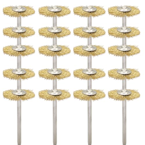 20PCS T-Shaped Brass Wire Brushes - Metal Rust Removal, Cleaning, and Polishing - 22mm Diameter, 1/8″ (3mm) Shaft - Removes Burrs and Oxide Layer - Handles Rough Surfaces - Rotary Tool Accessories - style: Brass Wire Brush T-shaped 3*22mm 20PCS