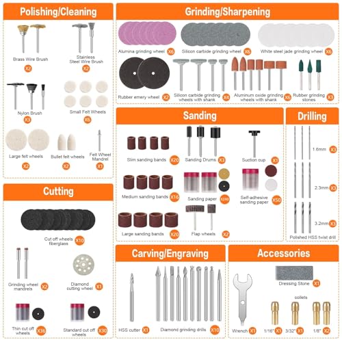HARDELL 508PCS Rotary Tool Accessories Kit for Sanding Cutting Polishing - color: Orange