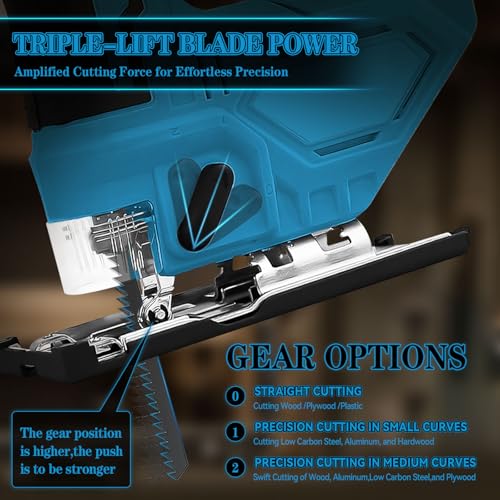 Cordless Jig Saw for Makita 18v Max Battery(Tool Only), Electric Jigsaw Cut Off Tool 400W 2700RPM 45° Beveled Cutting 3 Orbital Setting with 6 Blades for Straight/Curve/Circle Cutting (for Makita) - style: for Makita