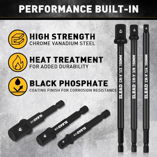 11-Piece Impact Socket Adapter Set, 1/4-Inch Hex Shank, 1/4" 3/8" 1/2" Impact Socket Driver Set, Drill Sockets Extension Bit, Sockets Driver Adapter, Drill Extension with Holder - style: Impact Socket Adapter Set