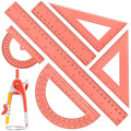 Zonon 7 Pcs Geometry Math Set with Compass Protractor Rulers, Orange - color: Orange