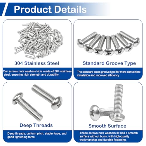 60Pcs #10-32 x 3/4" Phillips Pan Head Machine Screws, UNF Fully Threaded - size: #10-32 x 3/4"