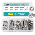 M4 x 10mm 20mm 30mm 40mm Button Head Socket Cap Screws Bolts and Nuts, Stainless Steel 304, Bright Finish, Metric Allen Hex Drive, Fully Thread, Assortment Kit 120PCS - size: Button M4x10-40mm+Nuts