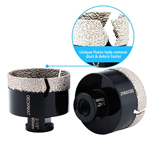 Diamond Hole Saw, 2-1/2" Hole Saw for Tiles Granite Marble Ceramic Glass Porcelain, 65mm Core Drill Bit with 5/8-11 Thread and 3/8” Hex Shank Adapter for Angle Grinders & Drills - size: 2-1/2"(65mm)