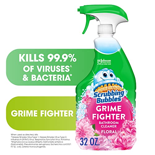 Scrubbing Bubbles Bathroom Grime Fighter, Floral Fusion Scent, 32 Fl Oz Spray Bottle, (Pack of 2) - size: 32 Fl Oz (Pack of 2)