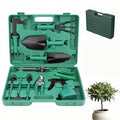 10-Piece Garden Tools Set - Heavy Duty Hand Gardening Kit: Shovel, Pruners, Trowel, Rake for Plant Care, Bonsai Trimming, Weeding & Yard Work (Green) - color: Green-10