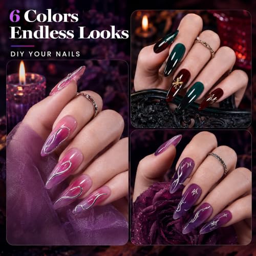 Beetles Jelly Gel Nail Polish Set, 6 Colors Jelly Magic Gel Polish Kit - color: A - Sheer | Jelly Magic