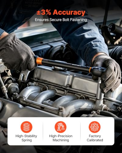 VEVOR Torque Wrench 3/8-inch Drive Click Torque Wrench Dual Scale Readings, 5-45 lbf-ft / 6.8-61.2 N.m, ±3% High Precision, with Spark Plug Sockets, Bits, Universal Joint, Extension Bar, Storage Case - size: 3/8" 14 PCS