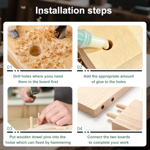 150Pcs Wood Dowels Kit 5/16 x 1-1/2 inch, Wooden Dowel Pins, Fluted Wood Dowels Rods for Crafts, Furniture, DIY Manual - size: 5/16" x 1-1/2"-150pcs