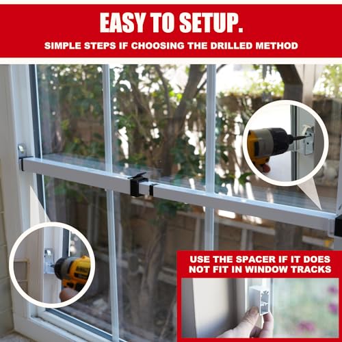SecurityMan Window Security Bar - Easy Install for Horizontal/Vertical Windows - Adjustable Window Lock Bar (Child Proof/Heavy Duty Iron) - Extendable (14.25" to 37") Security Bars for Windows - White - color: White