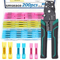 smseace 200PCS Heat Shrink Butt Connector with Crimping Tool 22-10AWG Waterproof Electrical Wire Crimp Connectors for Automotive Boat Stereo Industrial Equipment - size: 200Pcs