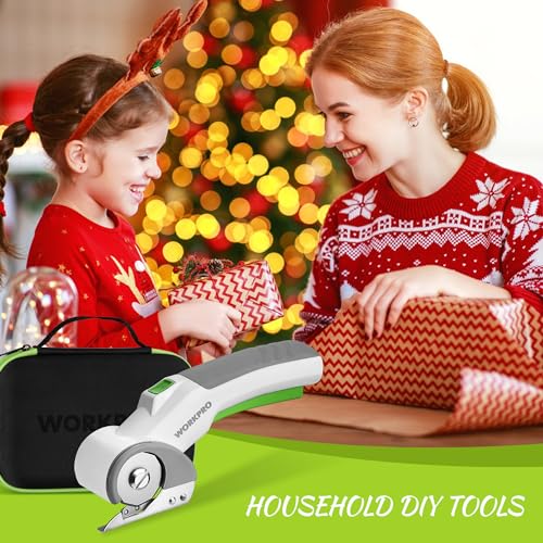 WORKPRO Cordless Electric Scissors, Rechargeable Power Rotary Cutters