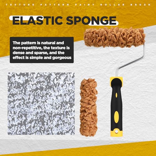 Threlaco 3 Pcs Texture Sponge Paint Rollers with Frame, 6in Roller for Wall