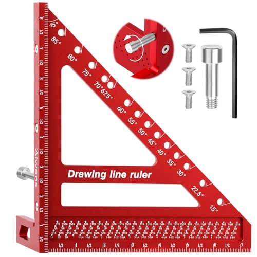 8.5 inch 3D Multi-Angle Measuring Ruler-Large Precision Woodworking - color: Red