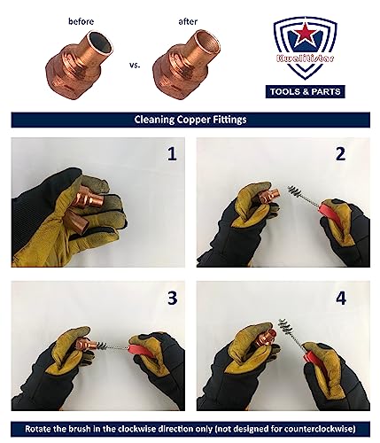 Copper Pipe Cleaner, Pipe Fitting Brushes, Clean Inside of Fittings for Soldering, 3PC: 1/2 in, 3/4 in, and 1.0 inch - style: [3PC]Set