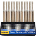 Drilax 30-Pc 2mm Diamond Drill Bit Set, 1/8" Shank for Dremel Rotary Tools, Glass, Sea Glass, Stone & Jewelry Making, Precision Lapidary Bits - size: 2mm