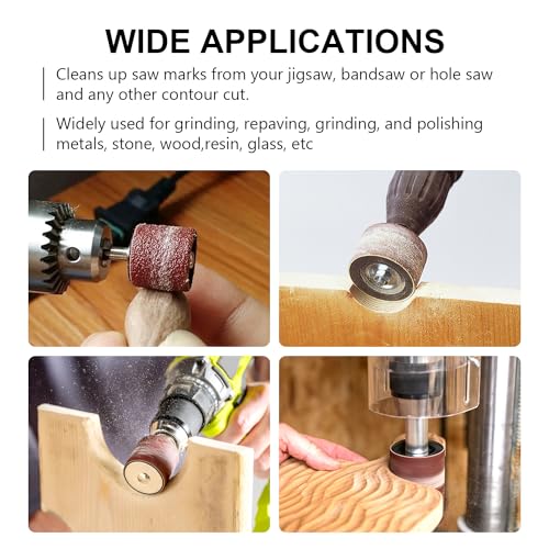 1”Long Sanding Drums and Sleeves Set with 1/4”Shank for Drill, for Sanding Smoothing Shaping Polishing Groove Fiberglass Wood,80 and 120 Grit-20pack - size: Length: 1''(sanding drums & sleeves)