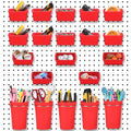Yookeer 20 Pcs Pegboard Bins and Cups Accessories with Hooks, Red - color: Red