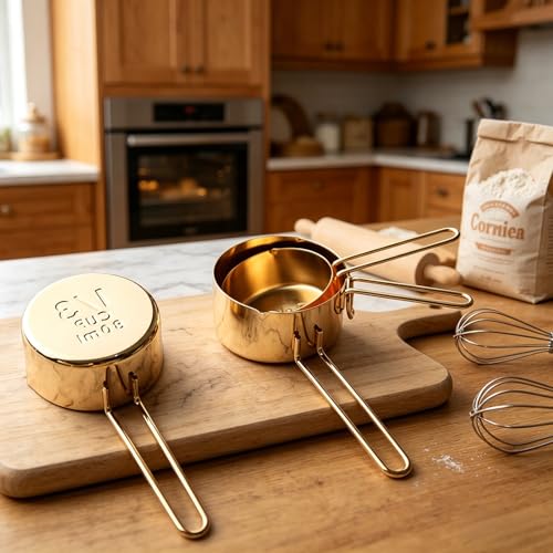 4pcs Stainless Steel Measuring Cups Set, Gold - color: gold-4pcs