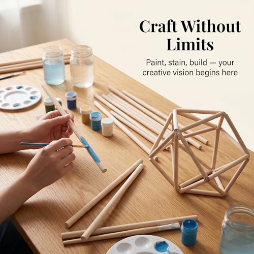80 Pcs Wooden Dowel Rods, 11.8 x 1/2 Inch, Unfinished Round Wood Sticks for Crafts, Arts, DIY Projects