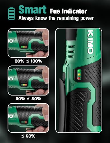 KIMO Extended Cordless Ratchet Wrench 3/8" Set, 400RPM 40Ft-Lbs 4-Inch Long Neck Electric Ratchet Wrench w/Variable Speed, 7 Sockets & 1/4" Adapter, 12V Power Ratchet Wrenches w/ 2x2.0 Ah Batteries - color: Midnight Green