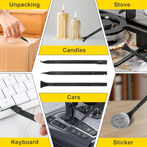 15 Pack Plastic Putty Knife Set - 12 Flexible Plastic Paint Scraper Tool and 3 Detail Scraper Tool for Spackling, Repairing Drywall, Removing Wallpaper, Applying Mud or Plaster