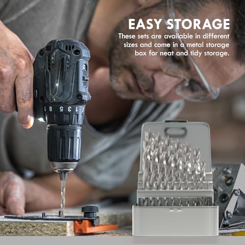 29Pcs (1/16" - 1/2") Brad Point Wood Drill Bit Set - size: Round Shank (1/16"-1/2") - 29pcs