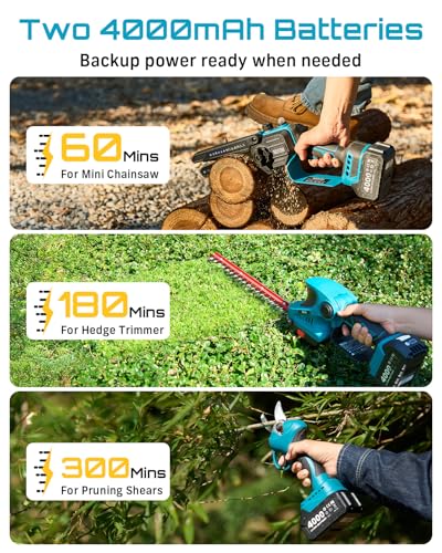 SEESII 8-in-1 Cordless Pole Chainsaw, Hedge Trimmer, Pruning Shears Combo - color: Cobalt Blue