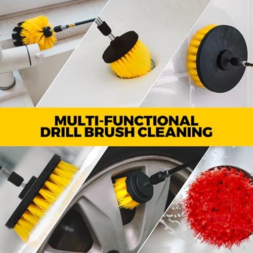 Holikme 22Pack Drill Brush Attachments Set, Scrub Pads & Sponge, Buffing Pads, Power Scrubber Brush, Car Polishing Pad Kit,Wax Applicator Pad,Car Cleaning Kit,Cleaning Supplies,Masonry Brushes,White - color: White