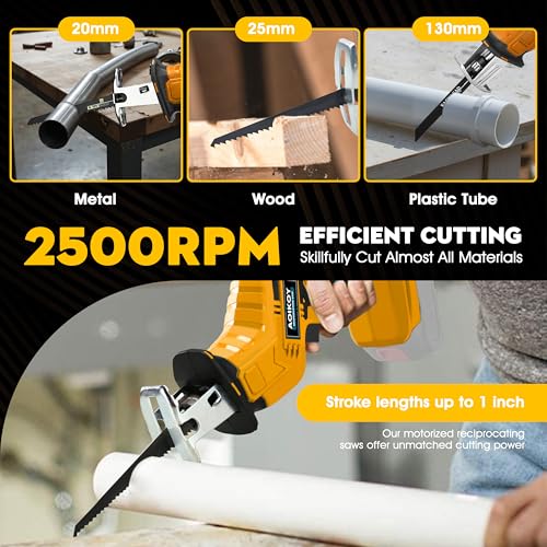 Reciprocating Saw Cordless for Dewalt 21V Battery, Mini Power Saws for Wood/Metal/PVC Cutting with 4 Blades & Toolbox, 0-2500RPM for Hand Saw Woodworking (Battery not Included)