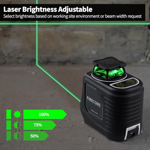 Firecore 360° Laser Level with Tripod, 100Ft Self Leveling Laser Level Green Cross Line Laser Leveler Tool for Picture Hanging Wall Tile Floor Construction, 60" Compact Tripod & Carry Pouch Included - style: 360° Cross Line Laser w/60" Tripod