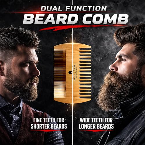 Beard Brush, Beard Comb, Beard Oil, & Beard Balm Grooming Kit for Men's Care, Travel Facial Hair Set for Growth, Styling, Shine & Softness, Great Gifts for Him, Fathers Day, Dad Gifts - color: Kit