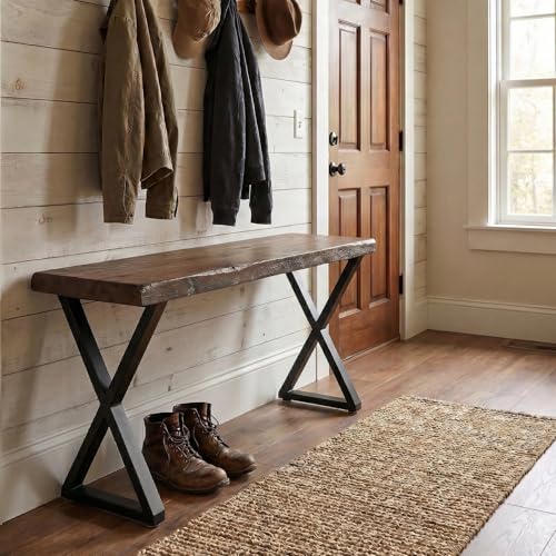 ALLCOS Bench Legs 22 Inch Metal Coffee Table Legs Heavy Duty Table Legs Iron Bench Legs, Black, Set of 2 - size: 22 Inch