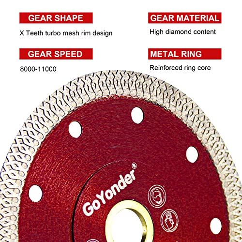 GoYonder Super Thin 4" Grinder Blades Tile Blade, Diamond Saw Blade for Cutting Porcelain Tiles Granite, 105mm Tile Cutting Blade for Angle Grinder (4"-105mm(Red)) - size: 4"-Red