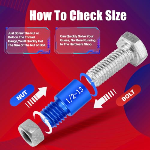 82Pcs Thread Checker, Nut and Bolt Thread Checker, 38 Inch & 44 Metric Box Set Thread Gauge, Thread Checker Standard and Metric Suitable for Size Checker of Bolts or Nuts in Narrow Areas - size: 82 Gauges - 38 Inch & 44 Metric
