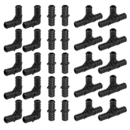 30 Piece EFIELD 3/4" Poly PPSU Barb Crimp Pex Fittings Combo | With Tees, Elbows, Couplings 10 PCS Each,ASTM F2159-PPSU1807012(30) - size: 3/4 Inch Without Tab (P30)