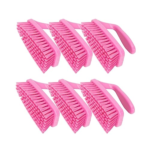 SPARTA Scrub Brush with Iron Shaped Handle and Stiff Bristles, Heavy Duty Scrubber Brush for Kitchen, Bathroom, Shower, Tile, Sink, Carpet and Bakepans, Polypropylene, 6 Inches, Pink, (Pack of 6) - color: Pink, size: 6 Inches (Pack of 6)