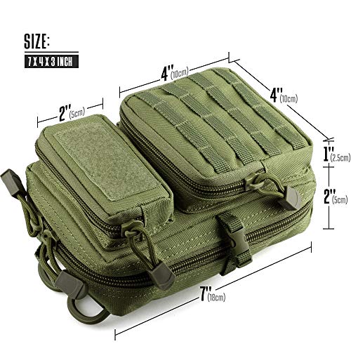 LIVANS Tactical Molle Utility Pouch, EDC Tool Pouch, Small Admin Pouch - color: Army Green