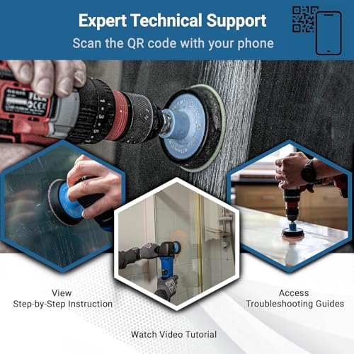 GLASS POLISH DIY Glass Scratch Removal Kit 3” (75mm) - Effective Glass Polishing with Drill or Polisher, Repairs Deep Scratches, Removes Surface Damage and Restores Original Clarity & Shine - size: 3 inch (10 Abrasives)