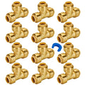 SUNGATOR 1/2 Inch Tee, Push Pex Tee Fittings 1/2 Inch, Brass, 12-Pack - color: Brass Tee, 12 Pack, size: 1/2 Inch