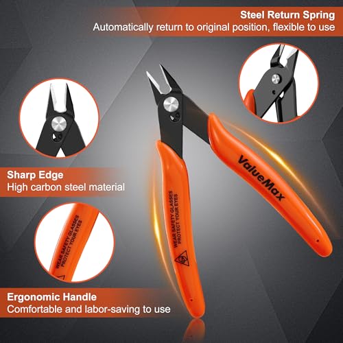 ValueMax 6-Pack 5-Inch Flush Cutters, Spring-Loaded Precision Side Cutters